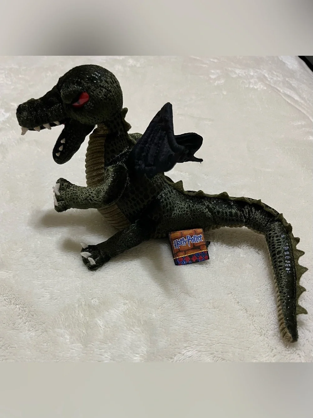 Gund Harry Potter Norbert Plush Dragon #7058 2001 Warner Bros Green Beanie Shiny